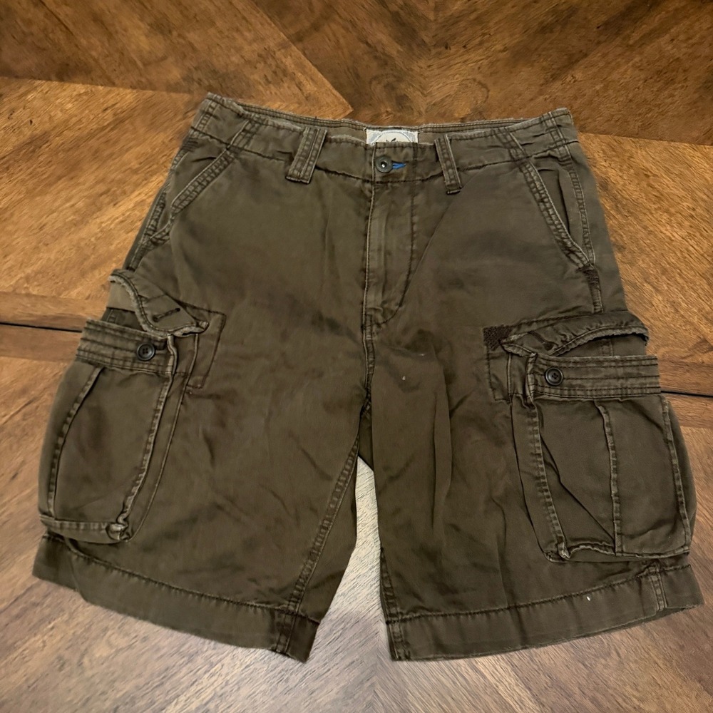 American Eagle Mens Cargo Shorts 32 Brown Olive Drab Cotton Multi Pocket AE31
